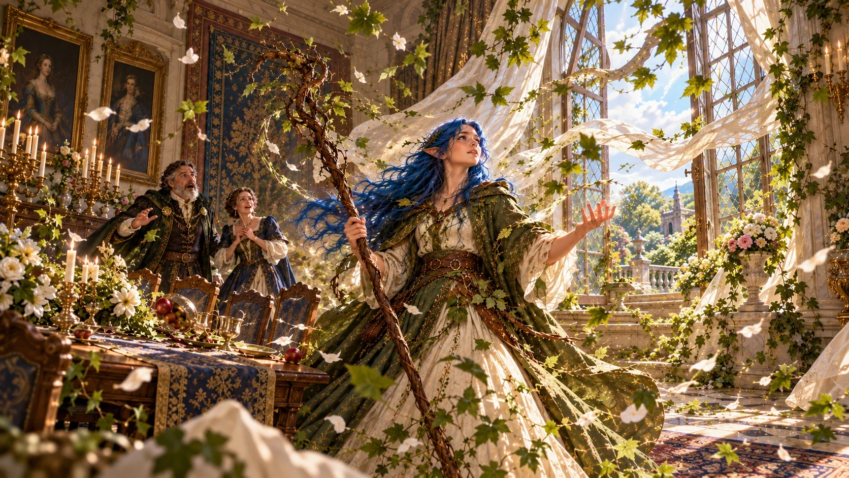 Leaves swirl around Ayla as her magic awakens at her eighteenth birthday.