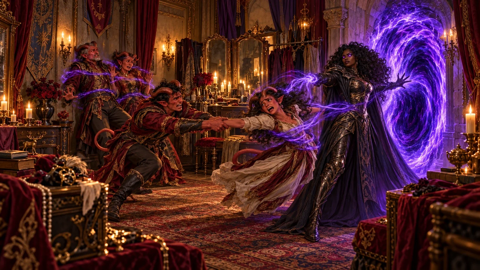 Kai’thos reaches for Sirith as Will pulls her towards a violet portal.